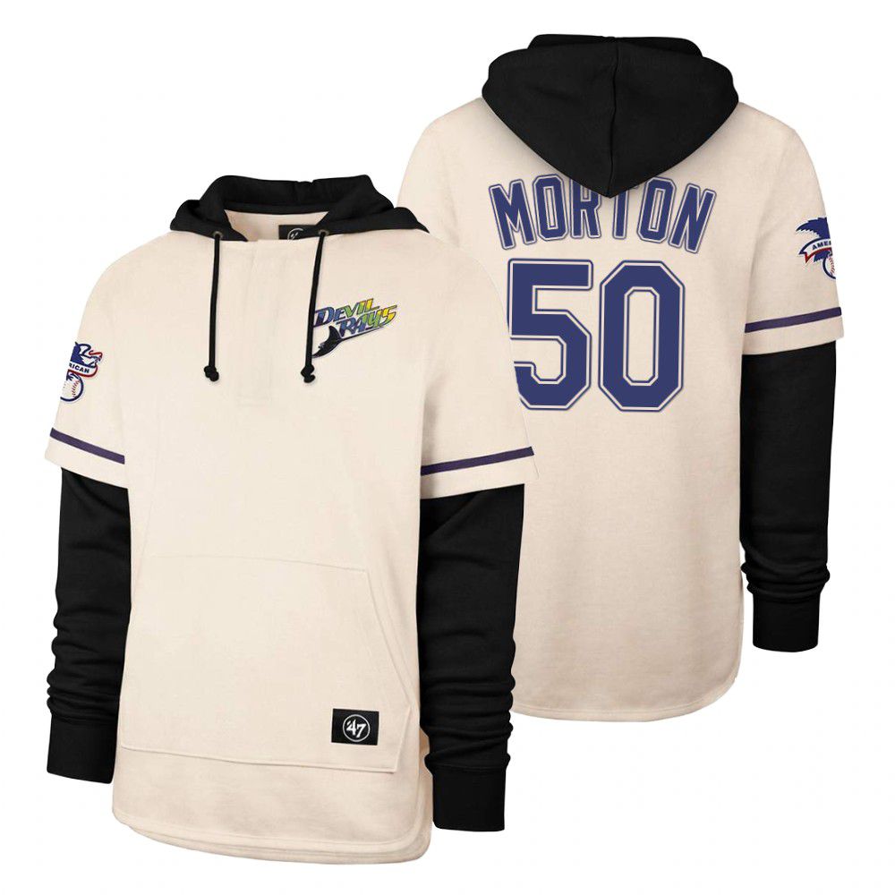 Men Tampa Bay Rays #50 Morton Cream 2021 Pullover Hoodie MLB Jersey->tampa bay rays->MLB Jersey